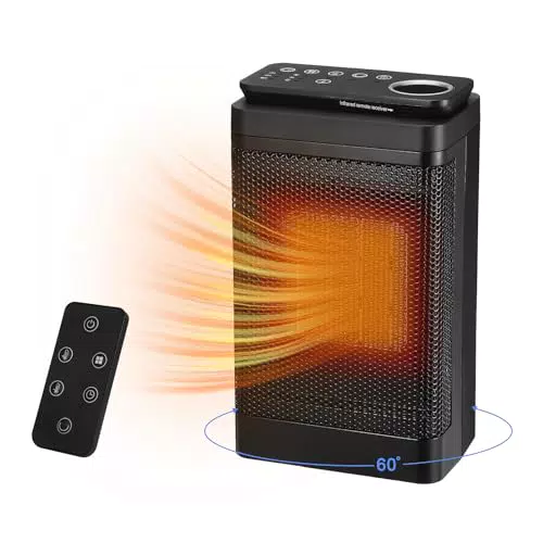 Augot Termoventilatore, 1500W Stufetta Elettrica Basso Consumo Ceramica Riscaldatore Elettrico con Telecomando