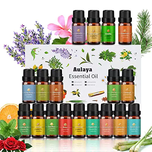Aulaya Oli Essenziali per Diffusori, 18 x 10 ml Set di oli essenziali