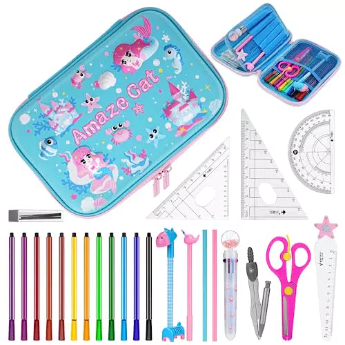 Auniq Astuccio Portamatite con set di cancelleria per bambini e bambine