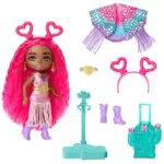Barbie - Barbie Extra Minis Fly, mini bambola viaggiatrice alta 14 cm con look a tema deserto