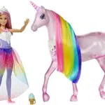 Barbie - Dreamtopia Bambola Barbie Pricipessa con Capelli Rosa e Unicorno Magico con Criniera Arcobaleno