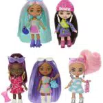 Barbie, Extra Mini Minis, Confezione da 5 Mini Bambole Alte 8+ cm