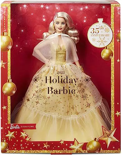 Barbie Signature - Barbie Magia delle feste 2023, bambola da collezione con capelli biondi e abito dorato