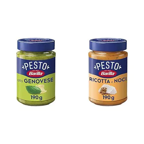 Barilla, Pesto alla Genovese con Basilico Fresco Italiano 190g + Pesto Ricotta e Noci 190g
