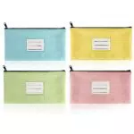 BNGXR Busta Porta Soldi, 4 Pezzi Pochette Piatta Con Cerniera Sacchetti per Banconote con Finestra Trasparente Borsa Impermeabile Sacchetto del Documento per Affari Casa