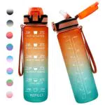 Bugucat Bottiglia d'Acqua 1 Litro, Borraccia con Cannuccia Prova di Perdite