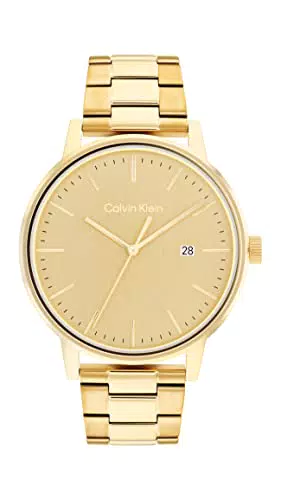 Calvin Klein Orologio Analogico al Quarzo da Uomo con Cinturino in Acciaio Inossidabile Dorato - 25200056