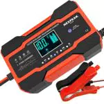 Caricabatteria per auto da 10 A, 12V e 24V Caricabatteria intelligente completamente automatico Caricabatterie di mantenimento per auto Camion Moto Barca Marine Batterie al piombo acido