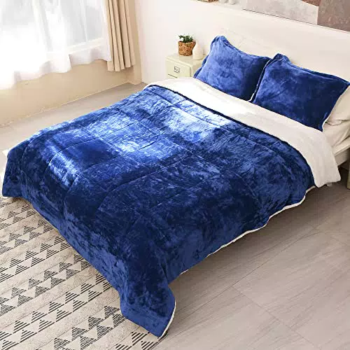 Catalonia Classy Set copripiumino king size in pile sherpa 3 pezzi