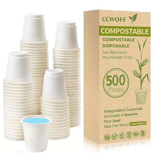 CCWOFF Confezione da 500 tazze da bagno da 85 ml, 100% compostabili