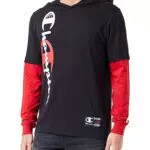 Champion Legacy Basketball - L-S Maglietta a Manica Lunga con Cappuccio