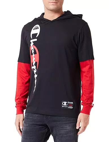 Champion Legacy Basketball - L-S Maglietta a Manica Lunga con Cappuccio