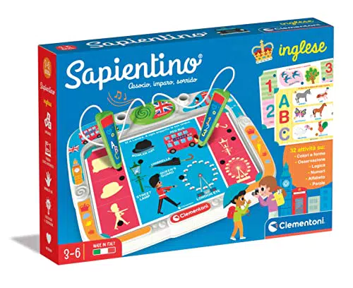 Clementoni- Sapientino Inglese-Banchetto con Schede attività E Penne Interattive