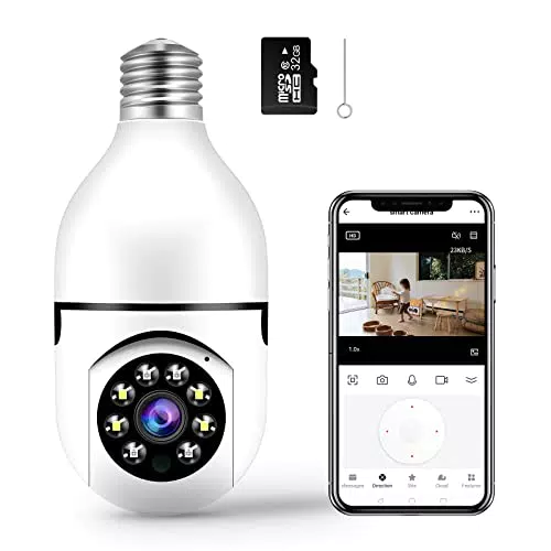 Clouree Telecamera con lampadina WiFi con scheda SD 32G
