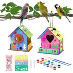colmanda Casetta Uccelli Costruire Fai da Te, 2 Pack Casette per Uccelli da Dipingere Kit Casetta Uccelli Legno