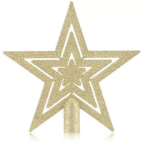 COM-FOUR Stella glitterata per albero di Natale - Stella per albero di Natale - Puntale per albero di Natale per ogni albero di Natale - Stella di Natale infrangibile