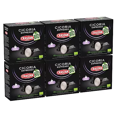 CRASTAN 1870, 90 Capsule, 6 Box da 15 Capsule di Bevanda Cicoria Biologica Espresso