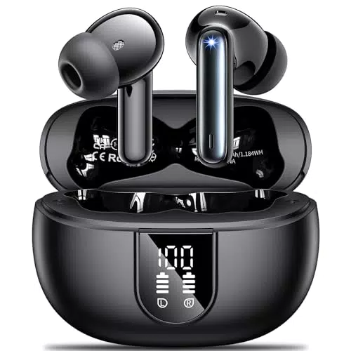 Cuffie Bluetooth, Auricolari Bluetooth 5.3 con 4 HD Microfono Cancellazione Rumore