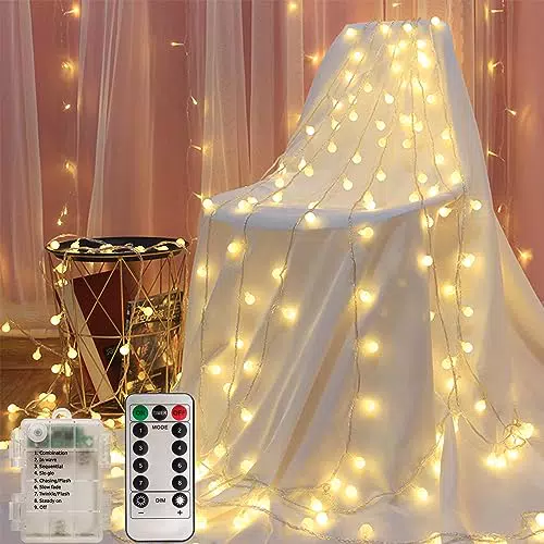 Dioxide Catena Luminosa Esterno, Luci LED a Batteria 10M 100 Led 8 Modalità per Esterni