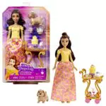 Disney Princess - Set da te' di Belle playset e bambola Belle con vestiti scintillanti