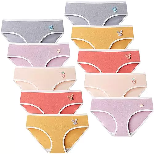 Domee Mutande Intimo Cotone Slip Ragazza Confezione da 10 Cartone Animato 11-13 Anni