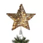 Eambrite - Puntale per albero di Natale, 25 cm, stella in rattan