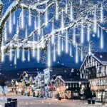 EEIEER Luci Della Pioggia di Meteore, 50cm 10Tubi Luci di Natale da Esterno Luci Meteore Pioggia di Luci LED 7.5m 540LEDs Catena Luminosa Esterno Impermeabili per Natale Balcone Giardino Festa Nozze