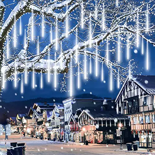 EEIEER Luci Della Pioggia di Meteore, 50cm 10Tubi Luci di Natale da Esterno Luci Meteore Pioggia di Luci LED 7.5m 540LEDs Catena Luminosa Esterno Impermeabili per Natale Balcone Giardino Festa Nozze