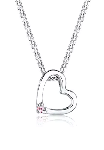 Elli Collana con Pendente e Cristalli da Donna, in Argento 925