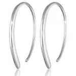 Elli Orecchini Donne Creoli Pull-Through Geo di Base in Argento Sterlino 925