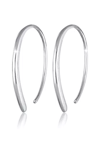 Elli Orecchini Donne Creoli Pull-Through Geo di Base in Argento Sterlino 925