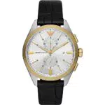 Emporio Armani Orologio Uomo, movimento al quarzo, cassa in acciaio inossidabile nero 43 mm con cinturino in pelle
