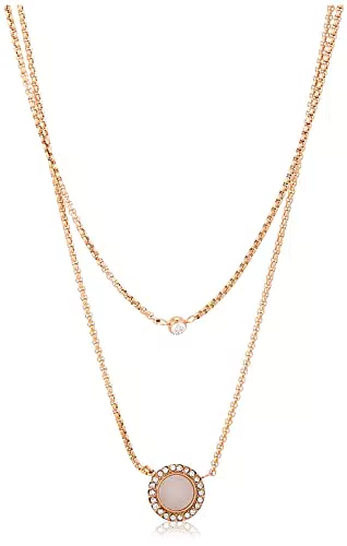 FOSSIL Collana da Donna Classics, Interno 40 cm / Esterno 18In + 2In / W 10 mm Collana in Acciaio Inossidabile Oro Rosa