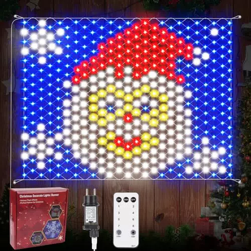 Fwiull Luci a Rete di Natale per Esterni, Decorazione Babbo Natale
