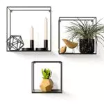Gadgy Mensola da Muro Nera - Set Di 3 Diverse Dimensioni - Mensole Cubo grande 32x32x12 cm - Decorazioni Muro Salotto metallo - Mensole da muro Design