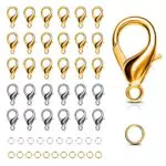 GGISUI Chiusure per Braccialetti, 100 Pezzi Catenacci per Aragosta + 200 Pezzi Anellini Aperti