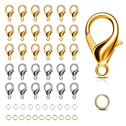 GGISUI Chiusure per Braccialetti, 100 Pezzi Catenacci per Aragosta + 200 Pezzi Anellini Aperti