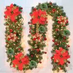 Ghirlanda di Natale con luci, ghirlanda decorata pre-illuminata da 9 piedi ghirlanda di Natale con luci per scale decorazioni natalizie per camino decorazioni per porte di Natale