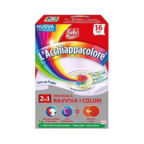 Grey L'Acchiappacolore Brillacolore, Additivi Bucato Fogli Cattura Colore e Ravviva Colori
