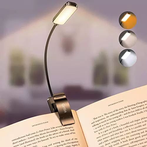 Gritin Lampada da Lettura, Luce Lettura Ricaricabile USB con 9 LED 3 modalità