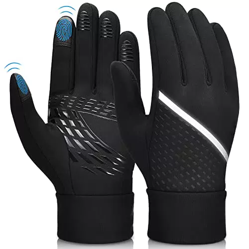 Guanti Uomo Touch Screen Invernali - Running Ciclismo Caldo Donna Addensare Anti-neve Antiscivolo Full-finger Nero Unsex Gloves per Outdoor Sport Trekking Bici Moto Mtb lavoro Corsa Sci XS/S/M/L/X
