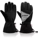 HoloHolo Guanti Invernali Guanti da Sci Uomo 3M Thinsulate Touchscreen Guanti da Ciclismo Impermeabili e Antivento Guanti Termici per Sci Corsa Escursionismo Ciclismo