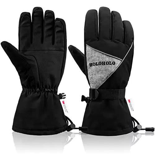 HoloHolo Guanti Invernali Guanti da Sci Uomo 3M Thinsulate Touchscreen Guanti da Ciclismo Impermeabili e Antivento Guanti Termici per Sci Corsa Escursionismo Ciclismo