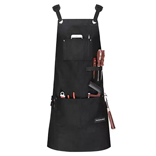 Housolution Grembiule da Lavoro Impermeabile Multifunzionale Tela Cerata Resistente con Tasche Strumento per la Pittura Artigianato in Legno ecc