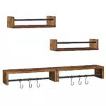 Hzuaneri Set di 4 Mensola Bagno, Mensole da Muro, scaffali galleggianti con 6 ganci