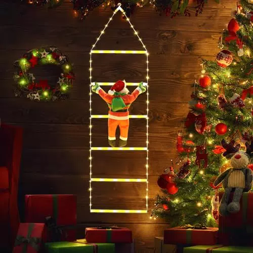 iShabao Luci Decorazioni Natale per Esterno, 1M 132LED Luce Addobbi Natale a Scaletta con 8 modalità