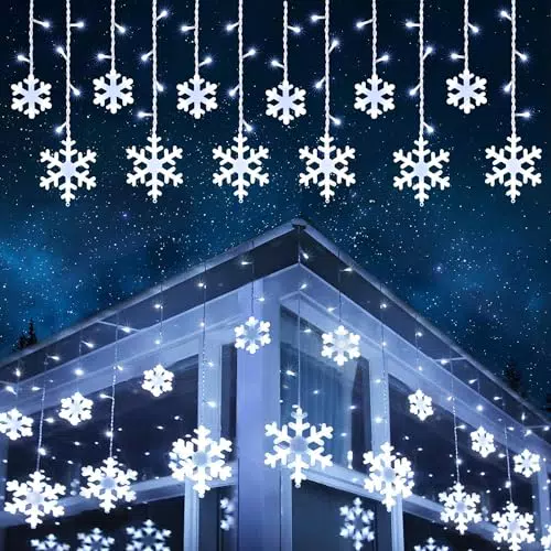 iShabao Luci Natale con 12 Fiocchi di Neve per Finestra
