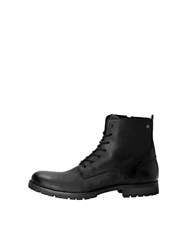 Jack and Jones Uomo Stivali Di Pelle Casuale Comodi Ergonomiche Antracite EUR 42