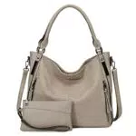 JANZORE Borsetta Donna Borsa Tracolla Hobo Bauletto Pelle Borsa Semplici Moda Vintage Large Capacity Multitasche Tanti Scomparti Multifunzionale Con Portafoglio 2 Pezzi Set