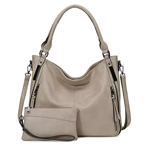 JANZORE Borsetta Donna Borsa Tracolla Hobo Bauletto Pelle Borsa Semplici Moda Vintage Large Capacity Multitasche Tanti Scomparti Multifunzionale Con Portafoglio 2 Pezzi Set